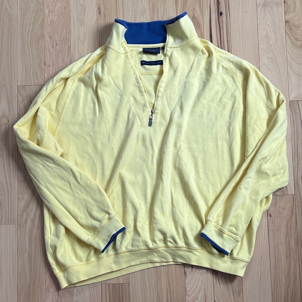 Bobby Jones Yellow and Blue Quarter-Zip Pullover